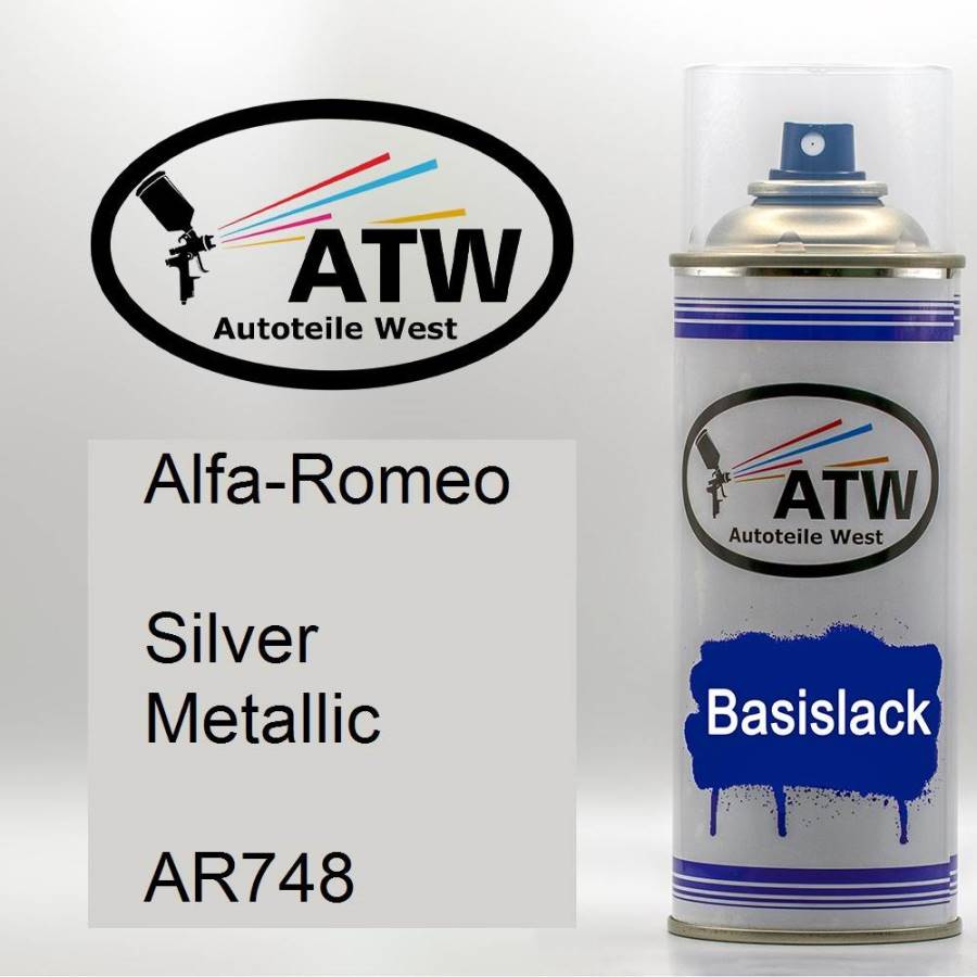 Alfa-Romeo, Silver Metallic, AR748: 400ml Sprühdose, von ATW Autoteile West.